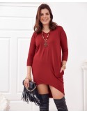 Šaty Plus Size s dlhším chrbtom, bordové FK565 - Internetový obchod - Butik